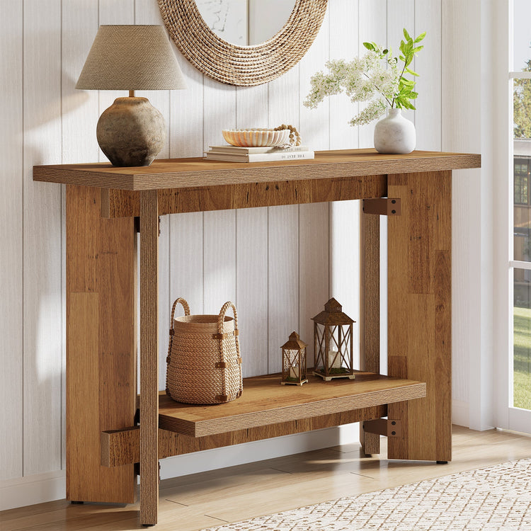2-Tier Console Table, 41" Narrow Sofa Entryway Table with Storage Shelf