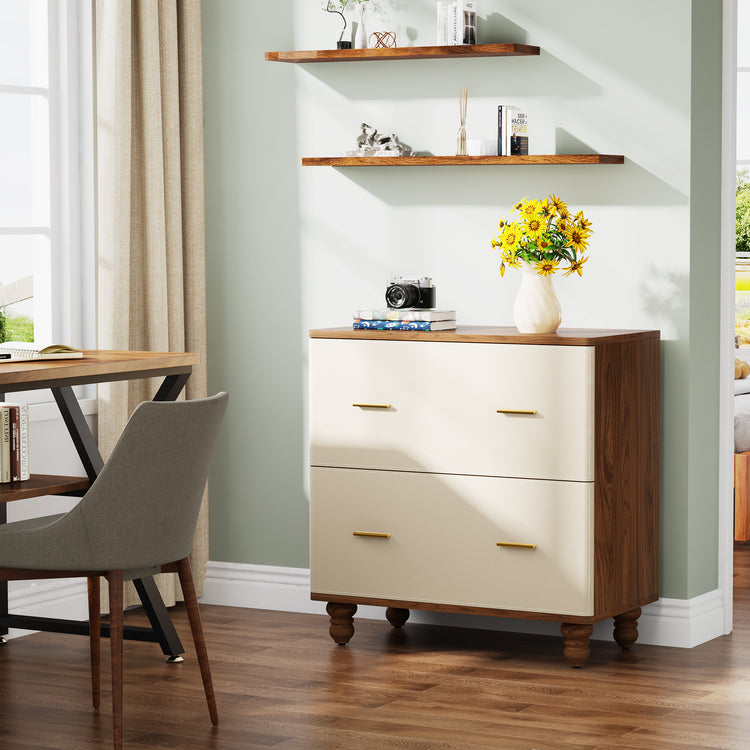 Saddle Leather Drawers File Cabinet