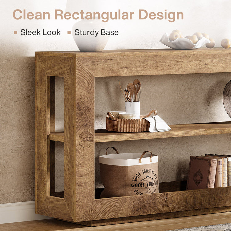 63" Console Table, Farmhouse Entryway Table with 3-Tier Storage Shelf