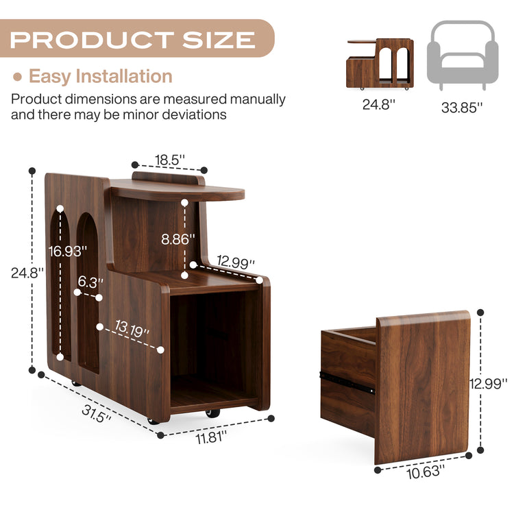 Mobile End Table with Wheels