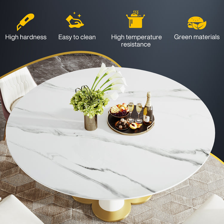 White Sintered Stone Round Dining Table