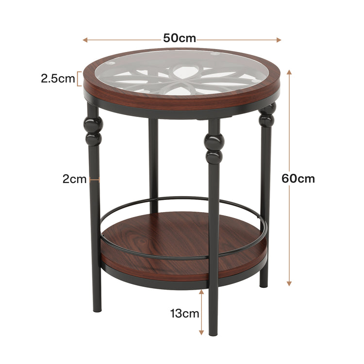 Glass 2-Tier Side Table