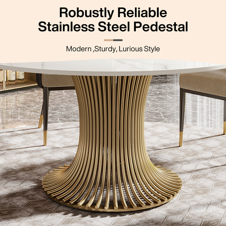 Gold Sintered Stone Round Dining Table