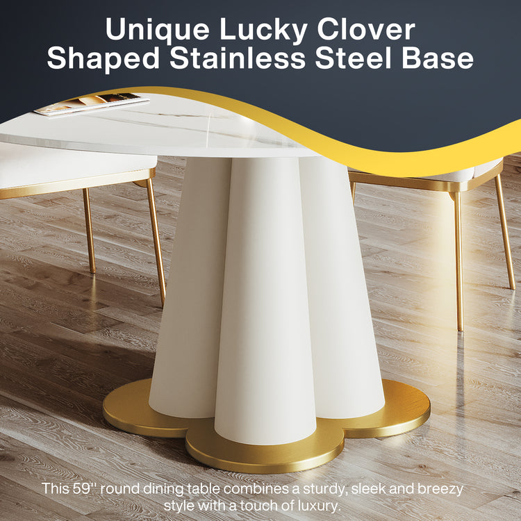 White Sintered Stone Round Dining Table