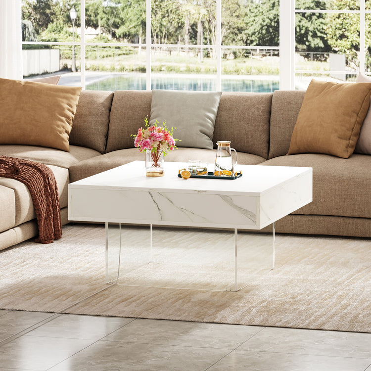 Modern Faux Marble Wood Center Table