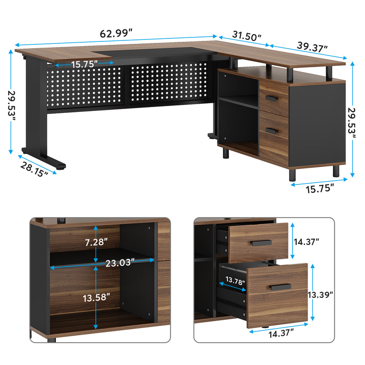 Desk with File Cabinet