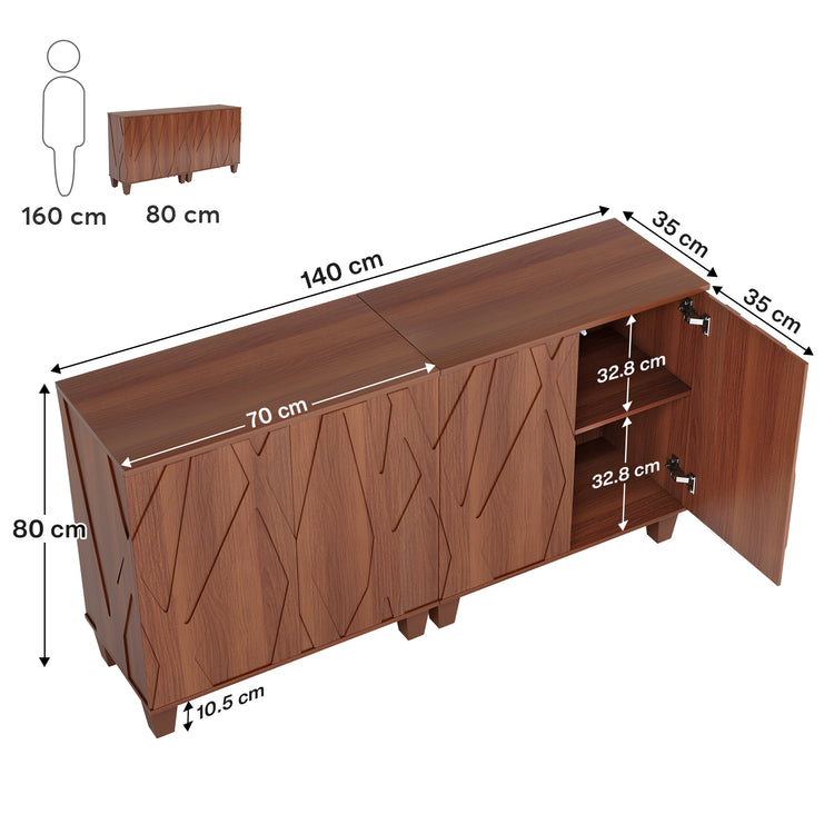 Credenza Cabinet with Solid Wood Legs