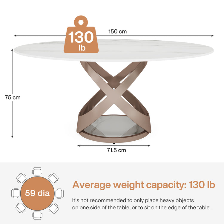 59" Sintered Stone Round Dining Table