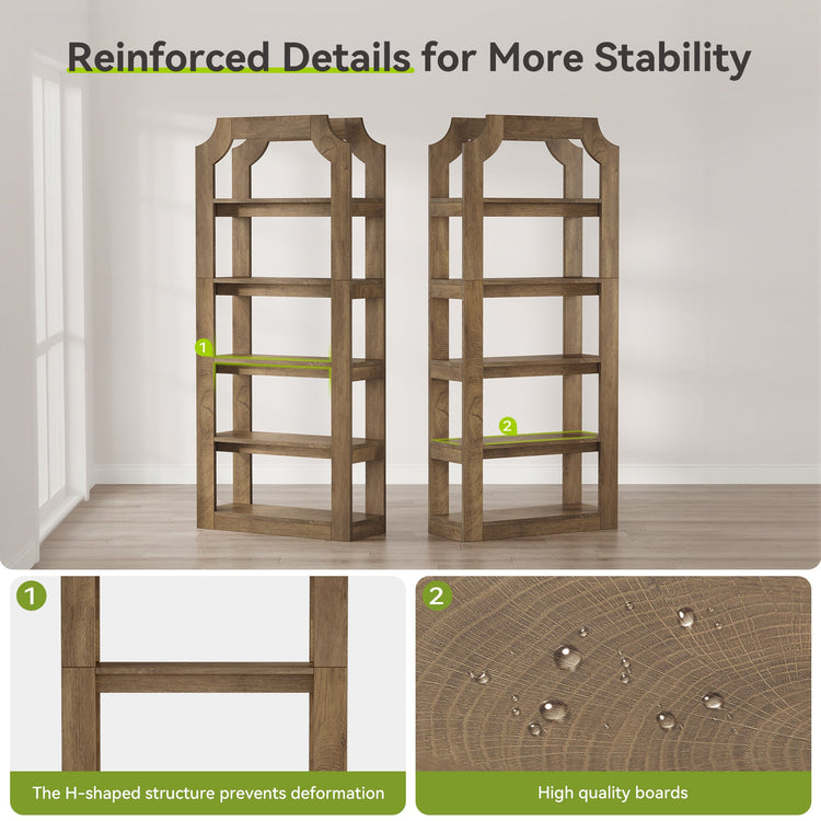 5-Tier Bookshelf, 70.9" Freestanding Bookcase with Open Storage Shelves