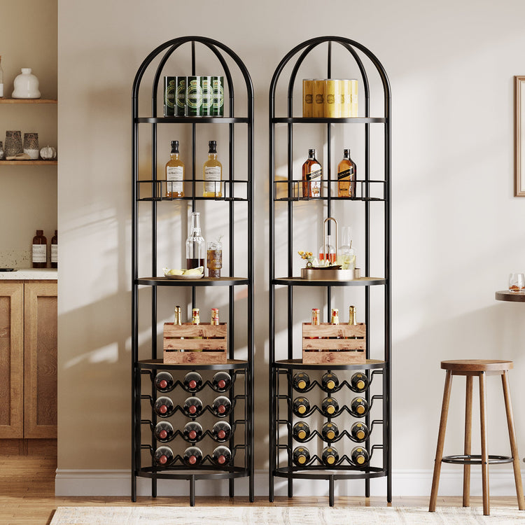 5-Tier Wine Rack, Industrial Bar Wine Cabinet with Bottle Holder