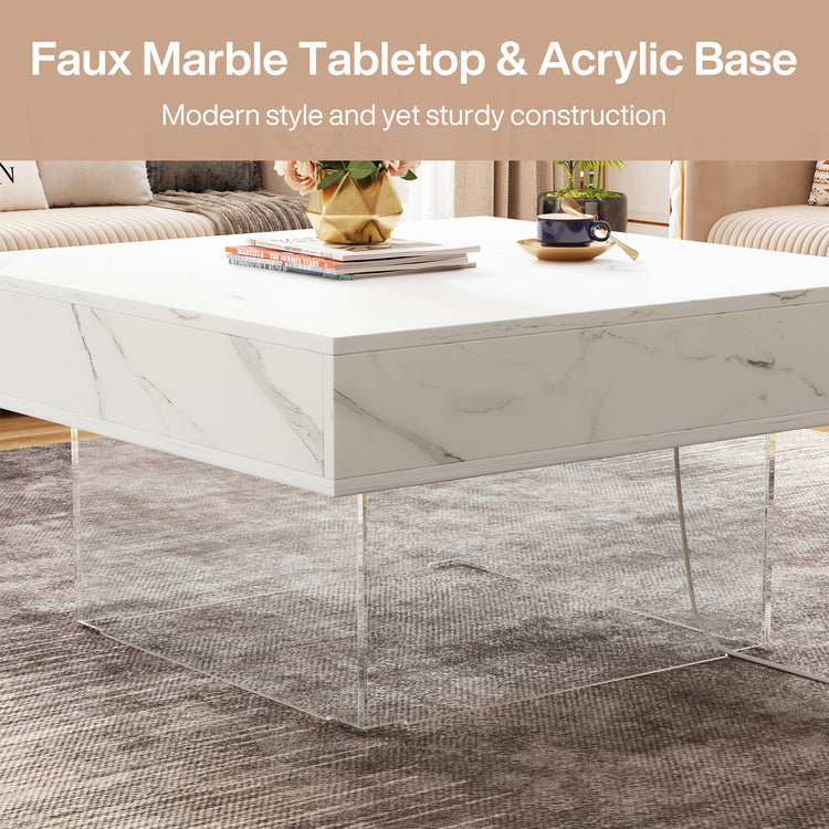 Modern Faux Marble Wood Center Table