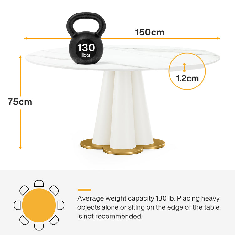 White Sintered Stone Round Dining Table