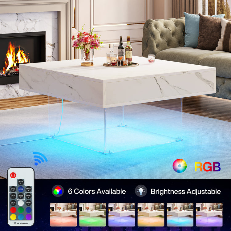 Modern Faux Marble Wood Center Table