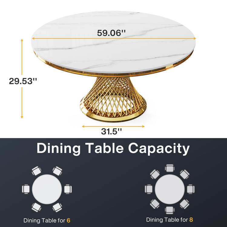 59" Round Dining Table Sintered Stone