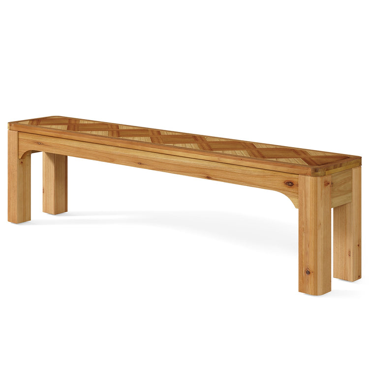 Solid Wood Shoe Bench, 63" Long Entryway Bench with 3D Textured Tabletop