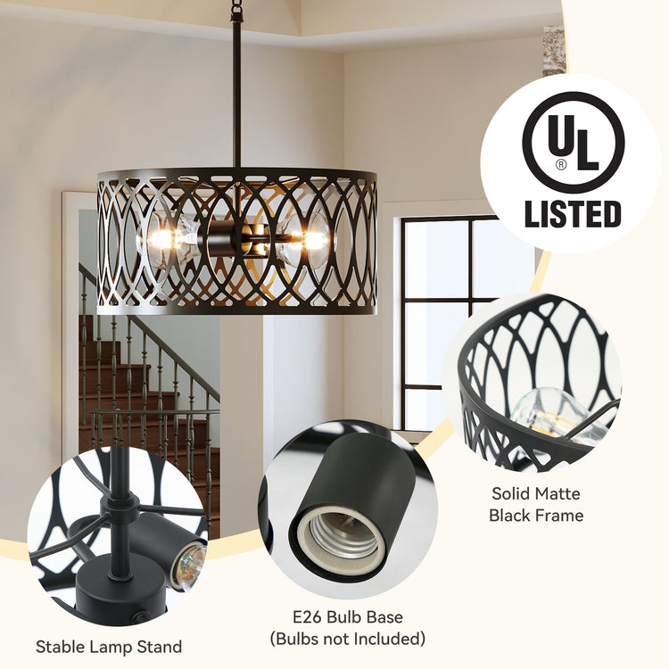 13" Pendant Lights, 2-Light Modern Chandelier with Adjustable Height