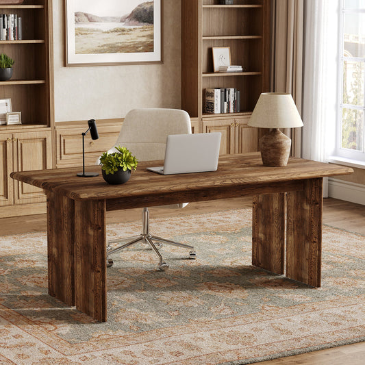 Solid Wood Executive Desk, 63" Computer Desk with Large Tabletop