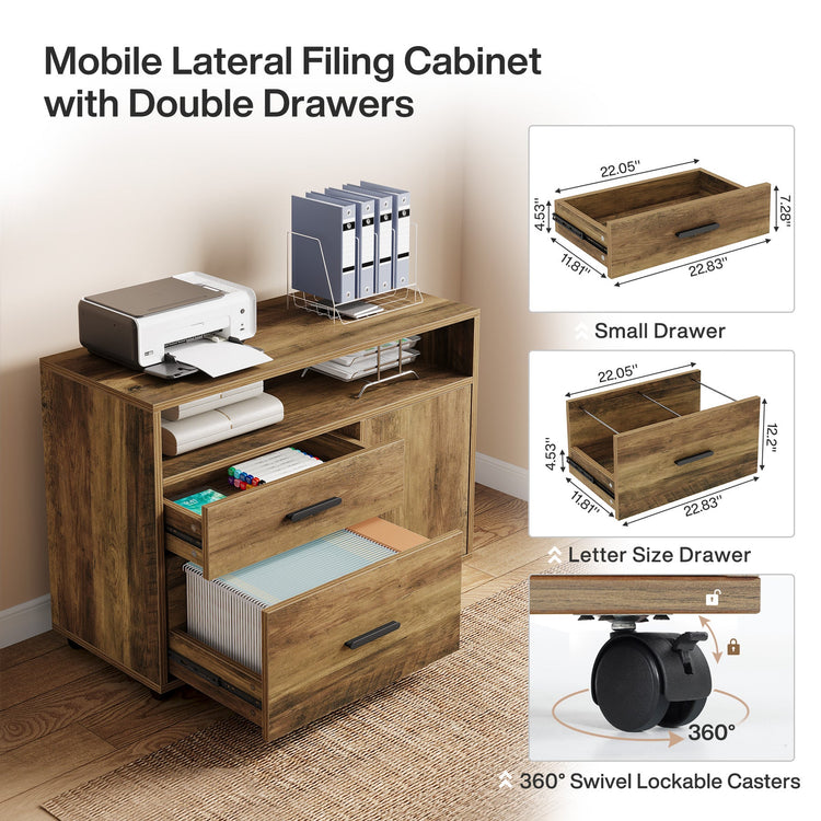 L-Shaped Executive Desk, 63" Computer Desk with Drawer Cabinet