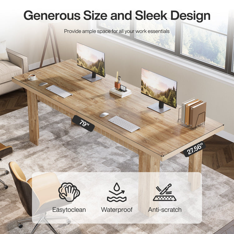 79" Two Person Desk, Large Double Computer Desk for Home Office