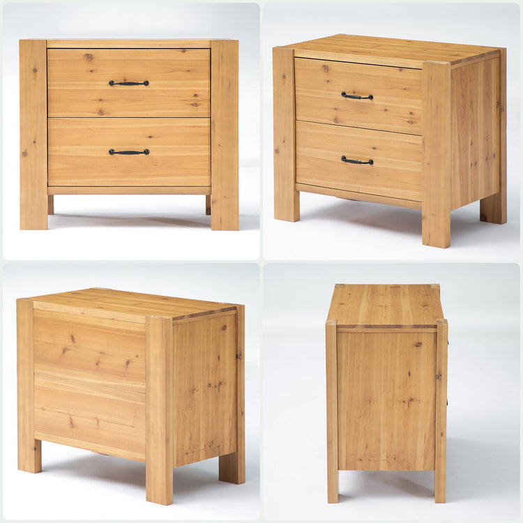 Solid Wood Nightstand, Oversize Bedside Table with 2 Drawers