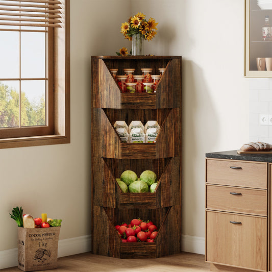 4-Tier Fruit and Vegetable Storage Rack, 55.12" Corner Storage Basket Stand