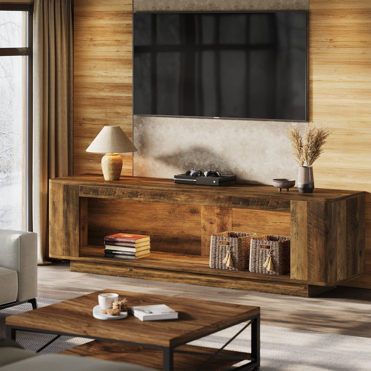 70.9" TV Stand, Entertainment Center with LED Light Strip for 65/70/75/80" TVs