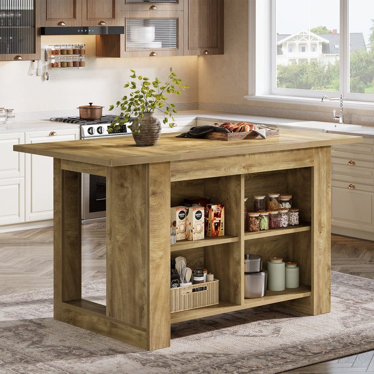 63" Kitchen Island, Farmhouse Counter Height Bar Table with Storage