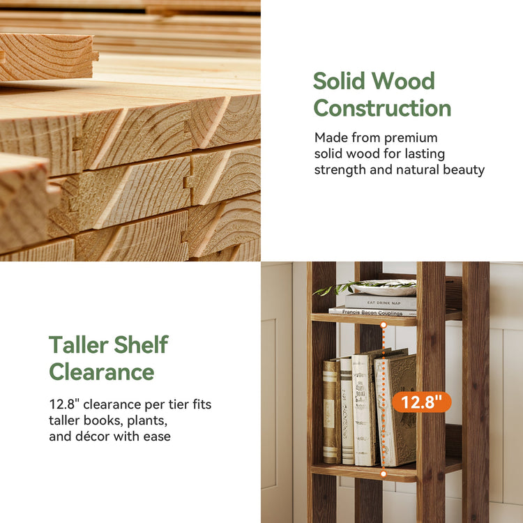 70.8" Wood Bookshelf, 6 Tier Narrow Bookcase with Open Storage Shelf