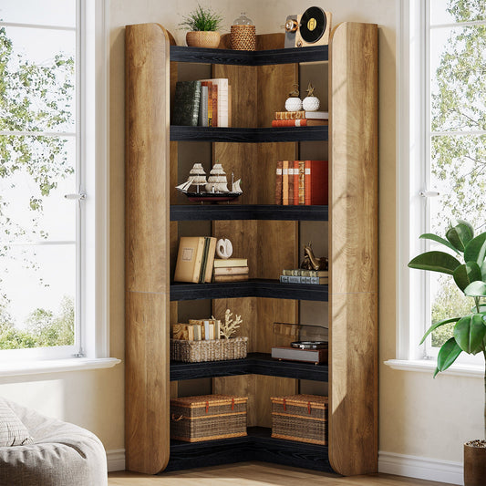 6-Tier Corner Bookshelf, 70.9" Bookcase Display Rack with Open Shelves