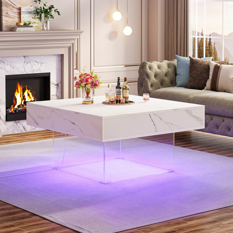 Modern Faux Marble Wood Center Table