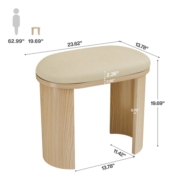 23.6" Vanity Stool Chair, Ottoman Stool Foot Rest for Couch with Cushion