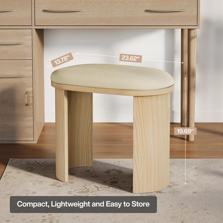 23.6" Vanity Stool Chair, Ottoman Stool Foot Rest for Couch with Cushion