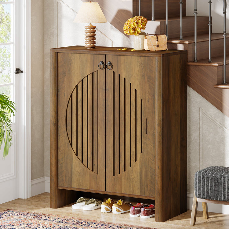 5-Tier Shoe Cabinet with Doors, Shoe Storage Organizer with Removable Shelf