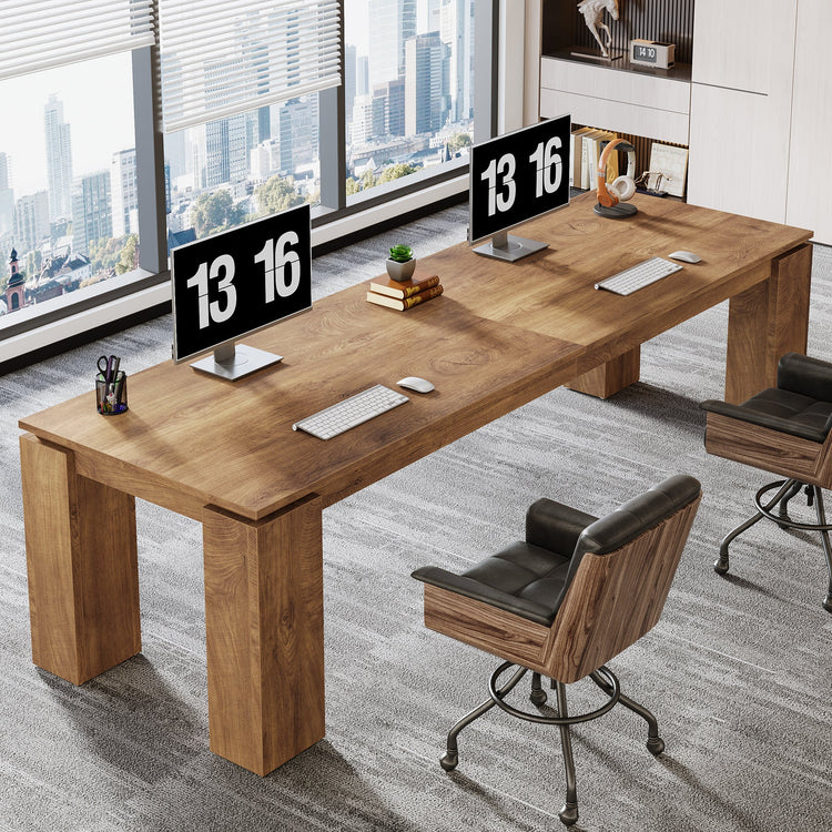 86" Two-Person Desk, Rectangle Double Computer Desk for Home Office