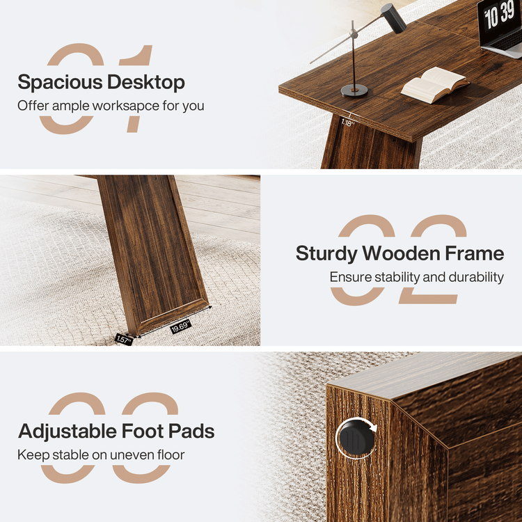 70.87" Executive Desk, Large Office Computer Desk with Slanted Legs