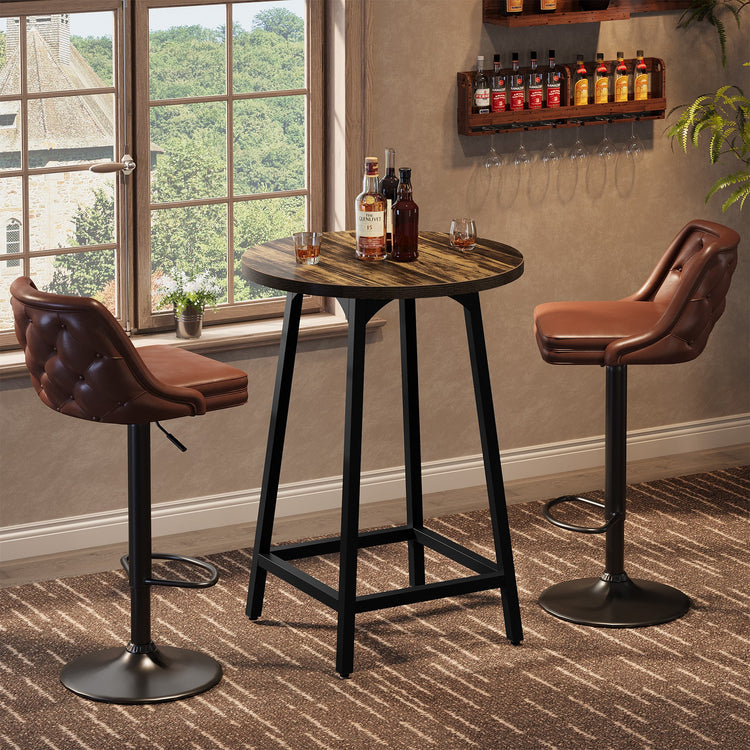 Round Bar Table, 35.4" Tall Cocktail Counter Height Dining Table