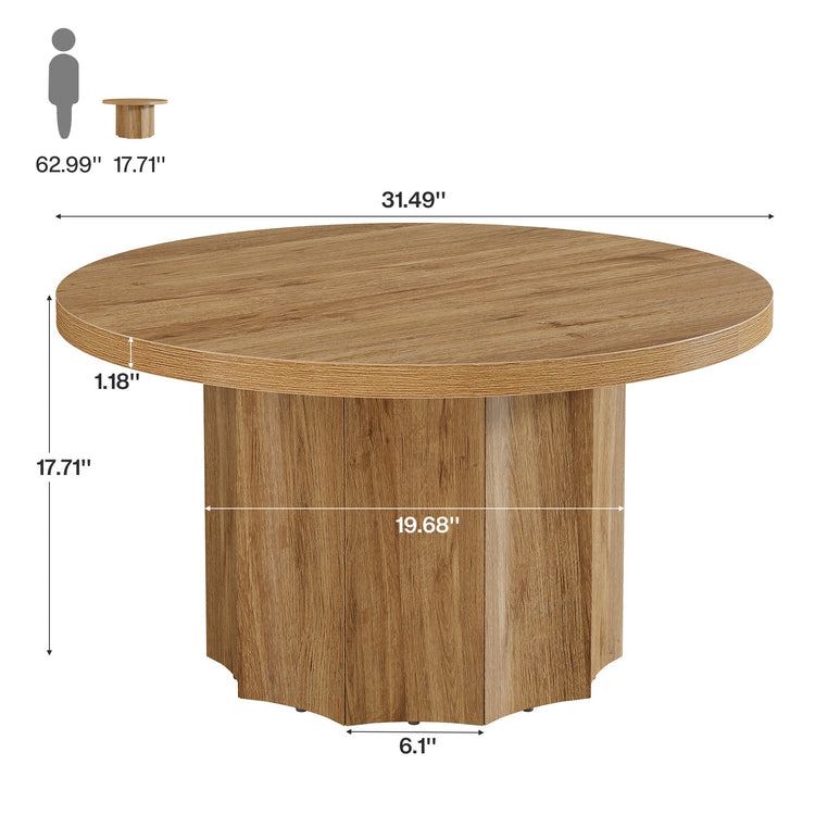 31.5" Coffee Table, Modern Center Table Accent Cocktail Tables with Fluted Base