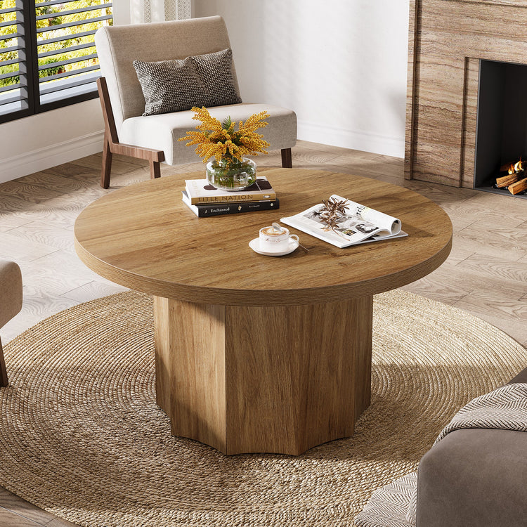 31.5" Coffee Table, Modern Center Table Accent Cocktail Tables with Fluted Base
