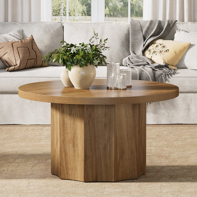 31.5" Coffee Table, Modern Center Table Accent Cocktail Tables with Fluted Base
