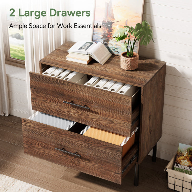 31.5" Farmhouse File Cabinet, Solid Wood Filing Cabinet with 2 Drawers