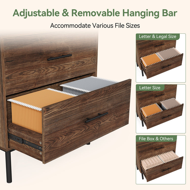 31.5" Farmhouse File Cabinet, Solid Wood Filing Cabinet with 2 Drawers