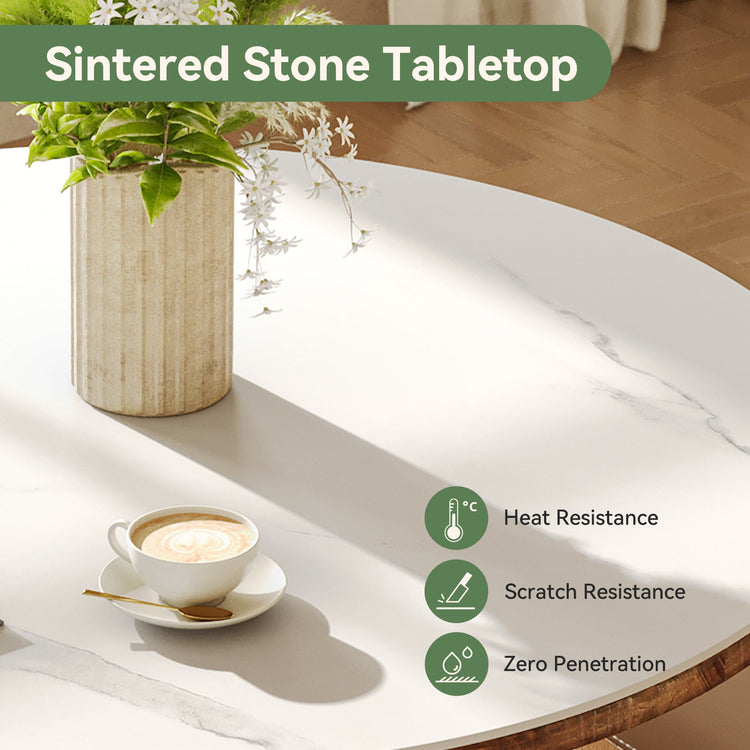 31.5" Round Dining Table, Kitchen Bistro Table with Sintered Stone Tabletop for 2-3