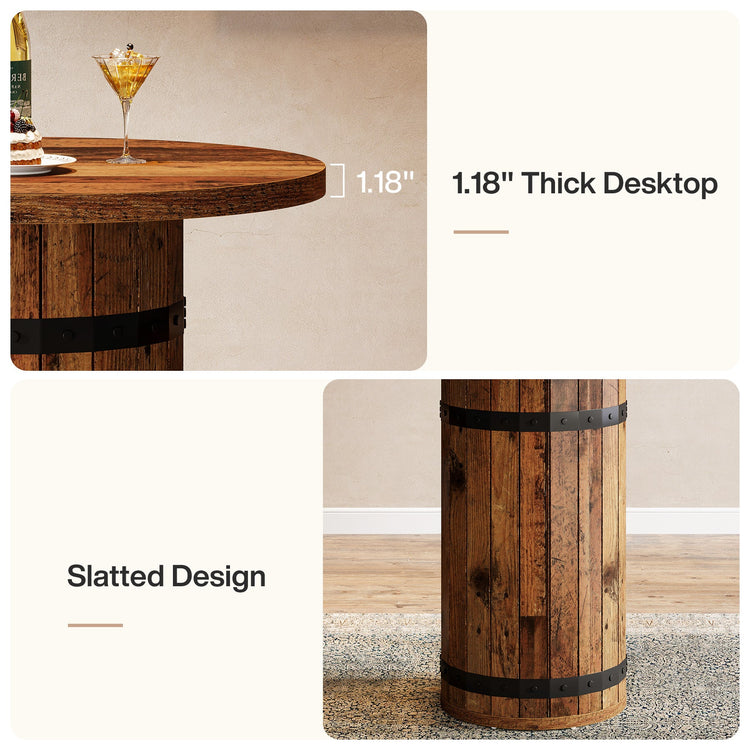 39.4" Bar Table, Round Bistro Pub Table for Kitchen