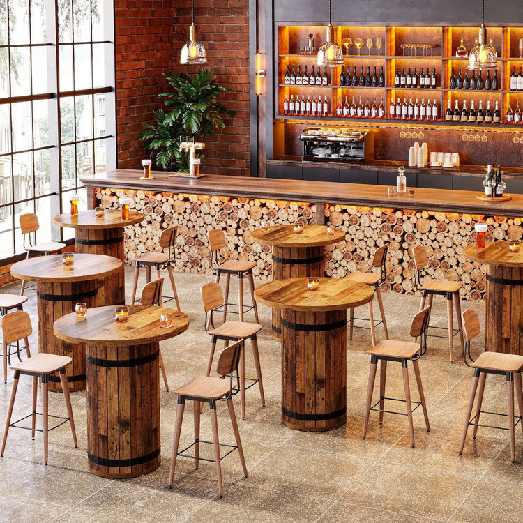 39.4" Bar Table, Round Bistro Pub Table for Kitchen