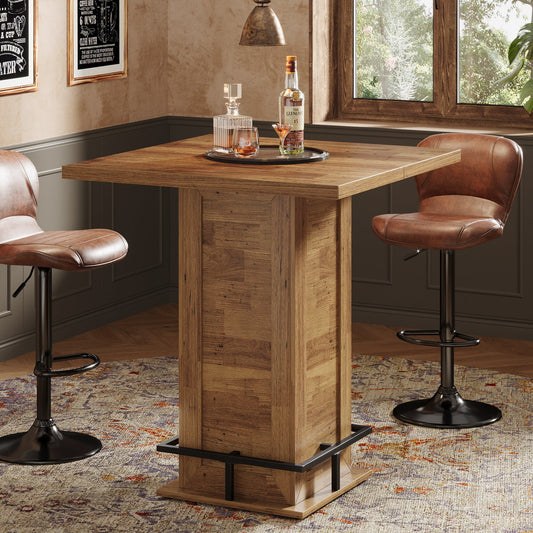 39" High Top Bar Table, Square Bistro Pub Cocktail Table