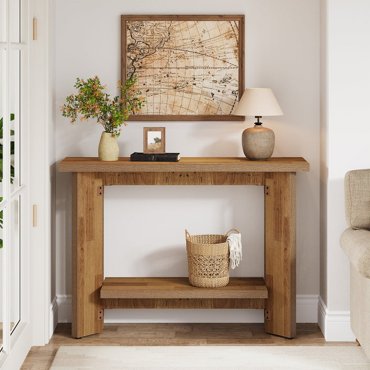 2-Tier Console Table, 41" Narrow Sofa Entryway Table with Storage Shelf