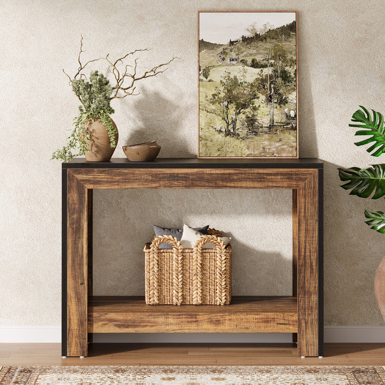 41" Console Table, Farmhouse Hallway Table Sofa Table with Open Storage