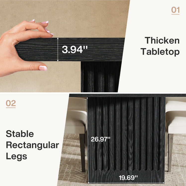 63" Dining Table for 4-6 People, Rectangular Kitchen Table with Double Pedestal