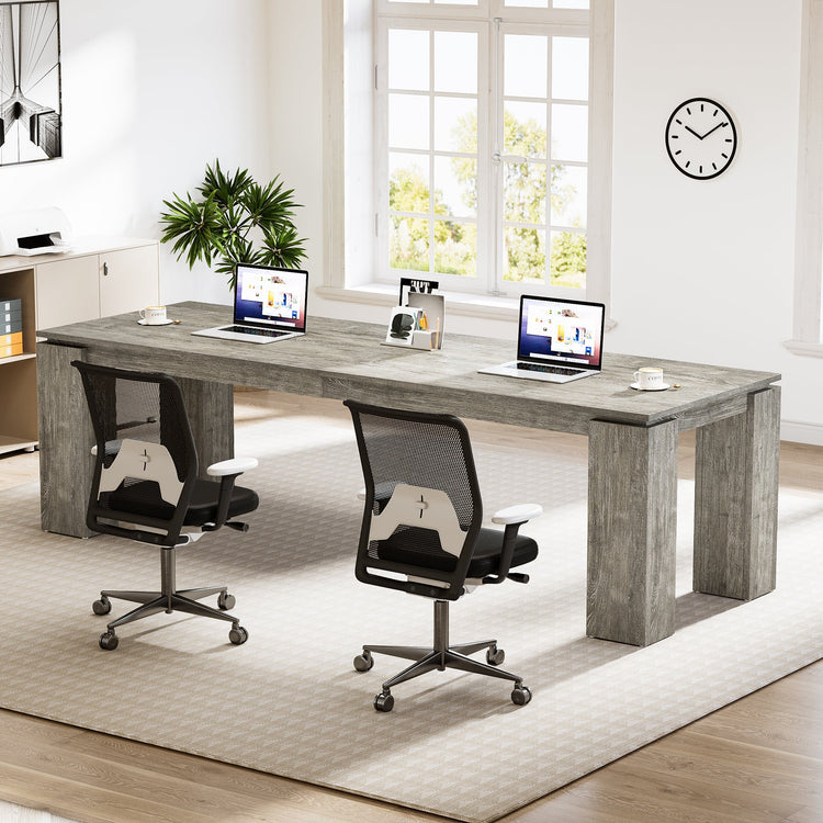 86" Two-Person Desk, Rectangle Double Computer Desk for Home Office