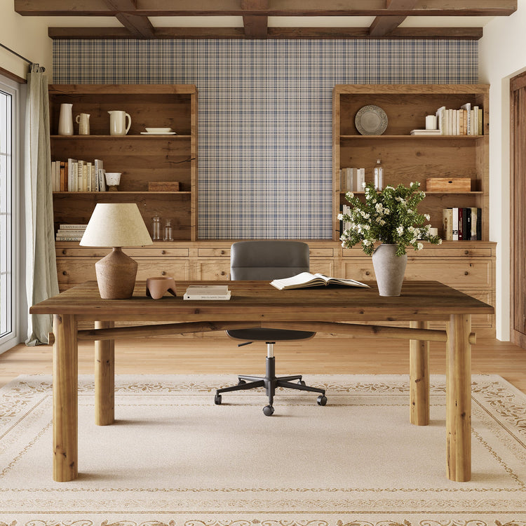 Solid Wood Home Office Desk, 62.99" Farmhouse Executive Computer Desk